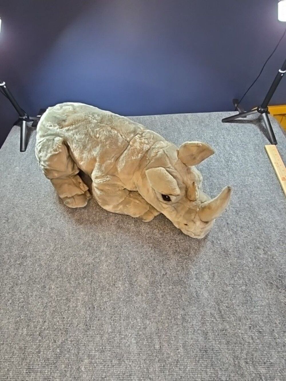 Vintage AUX NATIONS Large Rhinoceros Allonge Plush 27” NWT Realistic French Toy